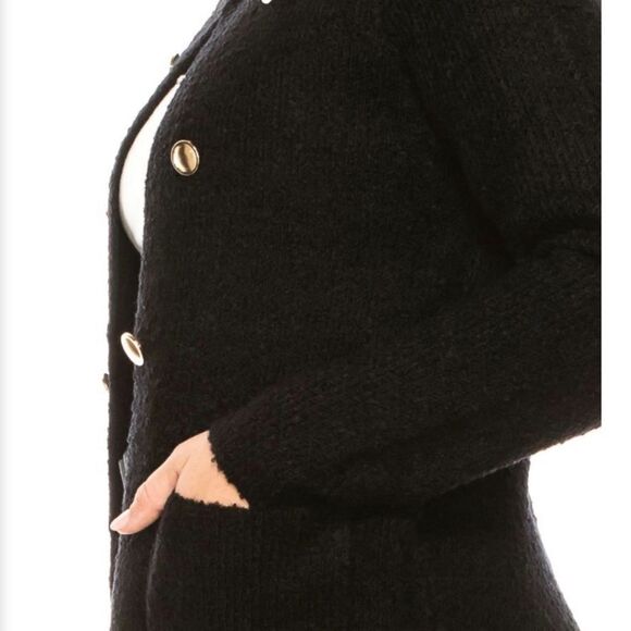 Sioni Brand Black Single Button Closure Open Front Sweater Jacket Size XL - Picture 2 of 16